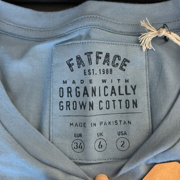 Fat Face Organic Cotton Belle Blue Short Sleeve Tee - Light Blue Sz2 - Picture 8 of 9